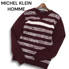 MK HOMME ミッシェルクラン オム 秋冬★ ボーダー Vネック ニット セーター Sz.48　メンズ