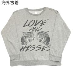 海外古着 ヴィンテージ リアルアニマルプリント 猫 CAT 鏡合わせ メンズ レディース ロングスリーブカットソー ロンＴ XLサイズ