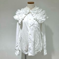 RM-B009 コムデギャルソン コムデギャルソン COMME des GARCONS COMME des GARCONS エステルスパンブロード ビックカラーフリル長袖ブラウス 白 Sサイズ 2024年S/S