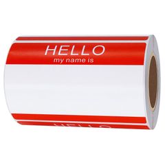 【数量限定】200枚 89 名前シール x 60 mm 服に貼る ネームシール hello my 名札シール name is ステッカー Hybsk 名前ステッカー名札識別ステッカー (赤)