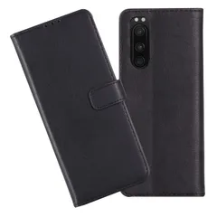 【Anrek】SONY Xperia 5/SOV41/SO-01M/901SO 兼用 ケース 手帳型 カバー（ブラック) エクスペリア5 手帳型ケース カード収納 スタンド機能付き 財布型 PUレザー シンプル ビジネス風 ソニーxperia5 BLACK