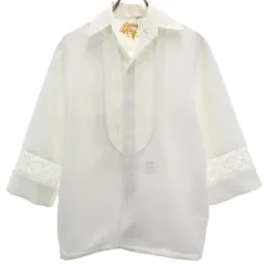 イオラニ 70s ヴィンテージ 7分袖 オープンカラー アロハシャツ S ホワイト IOLANI メンズ