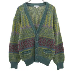 クレージュオム 90s 日本製 オールド 長袖 ニットカーディガン M グリーン系 courreges homme メンズ