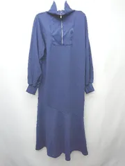 ◇ Samansa Mos2 blue サマンサモスモス ブルー 長袖 ロング丈 ワンピース サイズF ネイビー レディース P  【1405290007460】のサムネイル