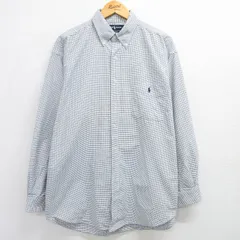 XL/古着 ラルフローレン 長袖 ブランド シャツ メンズ 90s BIG SHIRT ワンポイントロゴ 大きいサイズ ロング丈 コットン ボタンダウン 白他