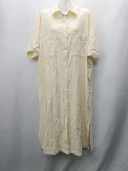 ◇ ⊂ Simplicite サンプリシテ シャツワンピ 半袖 ロング丈 ワンピース 表記なし クリームイエロー レディース E  【1409240050643】