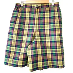 日本製◎ (^w^)b MUNSINGWEAR マンシングウェア チェック柄 キュロットスカート ハーフパンツ golf ゴルフ ウールブレンド カラフル ボトムス 可愛い お洒落 カーキ×イエロー×パープル×ネイビー レディース 女性 ウエスト72