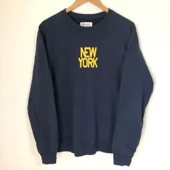 (^w^)b champion チャンピオン AUTHENTIC オーセンティック  NEWYORK ニューヨーク トップス トレーナー スウェット プルオーバー アメカジ 古着MIX カジュアル 裏毛 メイビー イエロー 紺黄 メンズ サイズXL