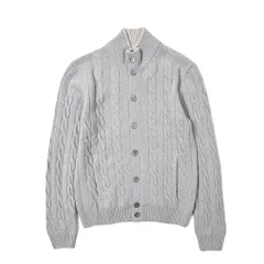 GRAN SASSO グランサッソ / ニットカーディガン スタンドカラー ケーブル編み ミドルゲージ ヴァージンウール カシミヤ グレー 399574のサムネイル