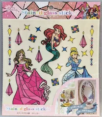 元林 ステンドグラス風ステッカー シンデレラ&オーロラ&アリエル DISNEY PRINCESS