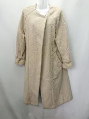 ■ ムルーア MURUA ノーカラー シンプル 無地 定番 長袖 コート サイズS ベージュ レディース E  【1404240027060】