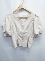 ◇ ⊂ NICE CLAUP ナイスクラップ パフスリーブ 半袖 シャツ ブラウス サイズF ベージュ レディース E  【1506250004632】