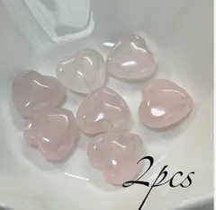 【再入荷】天然石　ローズクォーツ　たて穴ビーズ　ハート型　2粒　大粒　ペンダントトップなど