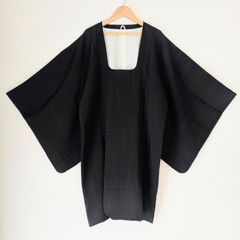 Japanese Haori dress Michiyuki coat Black Silk Kimono Jacket 長羽織 羽織 正絹 道行コート 黒 一点物 大正浪漫 和洋折衷