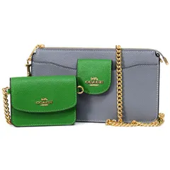 コーチ バッグ COACH クロスグレインレザー ポピー クロスボディ 2way クラッチ ポーチ チェーン ショルダーバッグ カードケース 定期入れ 名刺入れ コインケース ２点セット ケリーグリーンマルチ C3608