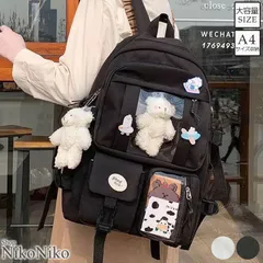 ショップにこにこ 大容量 クリアポケット付き 推し活 リュックサック【即納】 韓国ファッション 通勤 通学 学生 遠足 旅行 オタ活 痛バッグ 痛リュック バッグ リュック バックパック レディース 韓国 Y2Kファッション 韓国スト