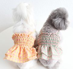 犬の服　チェックワンピース