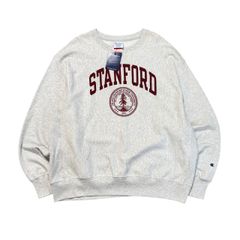 新品 デッドストック 70s 復刻 青タグ Champion リバースウィーブ スウェット トレーナー スタンフォード カレッジ 2段 ビッグサイズ 2XL グレー