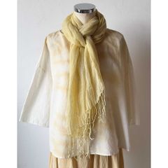 【草木染：サラッと軽いリネンストール】 フェンネル ｜ 手染め ｜ イエローのサムネイル