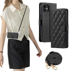 【数量限定】携帯カバー 携帯カバー 6.1インチ対応-くろい クロスボディケース ストラップ付き 耐衝撃保護 薄型 軽量 おしゃれ iphone11ケース 斜めがけ 首かけ 肩掛け アイホン11ケース 財布型 ケース ケース ケース アイフォン11 収納ケース