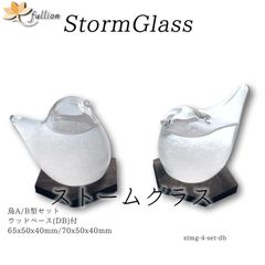 ストームグラス アクロクリスタ ウッドベース ダークブラウン 鳥A/B型セット ダークブラウン Storm Glass ウッドベース付属
