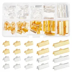 PH PandaHall ワニ口 金具 カシメ 約100個 5サイズ4色 ワニカン リボン留め 紐止め 留め金具 8/10/13/20/25mm ゴールド シルバー 基礎パーツ クリップ ジュェリー用 アクセサリーパーツ 手芸用品 手作り素材