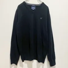 AMERICAN EAGLE アメリカンイーグル　メンズ　トップス　ニット　セーター　長袖　Vネック　無地　単色　刺繍　ブランドマーク　鳥　ネイビー　Lサイズ　ウール混　着回し　シンプル　カジュアル　SU425h855
