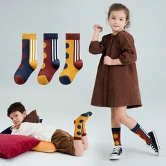 秋冬可愛い大きめドット　コットン　ベビーキッズハイソックス子供靴下　3足セット