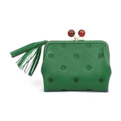 財布 レディース がま口財布 グリーン 緑 ペルケ Perche アンビリオン アクリル玉 本革 革 おしゃれ さいふ お財布 小銭入れ がま口