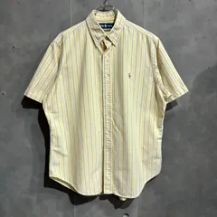 90〜00s Ralph Lauren CLASSIC FIT オックスフォードストライプシャツ イエロー