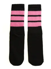 SkaterSocks (スケーターソックス) 14インチ キッズ 子供 ロング チューブソックス 靴下 US MADE 70年代 アメリカ製 スケートボード スケボー オールドスクール（ブラック×バブルガムピンク）