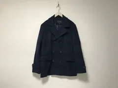 本物バナナリパブリックBANANAREPUBLICウールチェック柄中綿Pコートジャケット長袖サーフアメカジスケーターストリートミリタリービジネススーツパーティーモードドレスゴルフメンズM紺ネイビーインド製