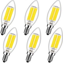 【人気商品】Acidea C35 シャンデリア電球 6個入り 60W形相当 E12口金 LED エンジン電球 蝋燭型 6W フィラメント LED電球 昼白色 4000k 密閉形器具対応 高輝度 813lm クリアタイプ レトロ 調光器非対応 省エネ PSE