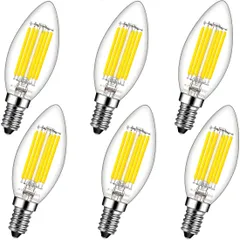 【人気商品】Acidea C35 シャンデリア電球 6個入り 60W形相当 E12口金 LED エンジン電球 蝋燭型 6W フィラメント LED電球 昼白色 4000k 密閉形器具対応 高輝度 813lm クリアタイプ レトロ 調光器非対応 省エネ PSE