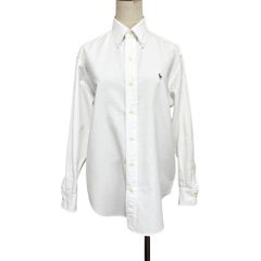 中古 ラルフローレン RALPH LAUREN 長袖 ボタンダウン シャツブラウス クリーニング済み オーバーシルエット 90s 白 レディース サイズ7