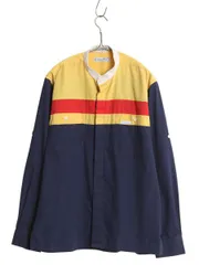 【お得なクーポン配布中!】 80s クリスチャン ディオール バンドカラー デザイン シャツ メンズ M / ヴィンテージ 長袖シャツ ワンポイント ロールアップ トリコロール
