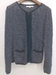 ◇ NATURAL BEAUTY ナチュラル ビューティー ニット 長袖 ジャケット サイズ38 ブラック ホワイト レディース  【中古】 【1206010001375】