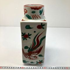 京焼 三浦竹軒造 赤絵 雲龍鳳凰文 四方瓶 共箱 M R4967B - メルカリ