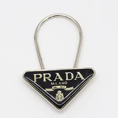 プラダ キーリング キーチェーン 三角ロゴ ブラック シルバーカラー ブランド小物 アクセサリー KTU 2000000 NSK