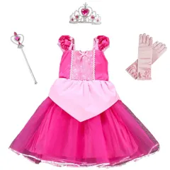 眠れる森の美女 オーロラ姫 子供 ドレス 衣装 豪華４点セット 90～130