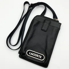 LACOSTE ラコステ スマホショルダーバッグ カードポケット4付 黒 美品 セール】 レザースマホポーチ （ショルダーバッグ）｜LACOSTE