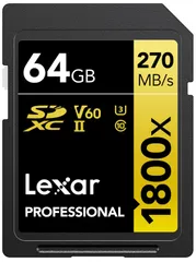 新品 Lexar SDカード Professional 1800x SDXCカード 最大読込270MB/秒 書込180MB/秒 UHS-II Class 10 U3 V60 4K Ultra HD 動画撮影 グローバルバージョン (64GB)
