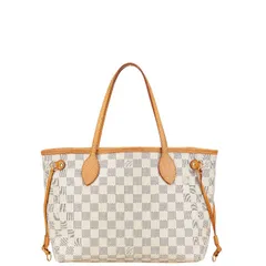 ルイ ヴィトン ダミエ アズール ネヴァーフルPM トートバッグ ショルダーバッグ N51110 ホワイト PVC レザー レディース LOUIS VUITTON【1-0215773】