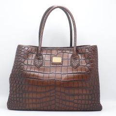 ❤️超希少 DOONEY&BOURKE ハンドバッグ クロコ型押し バンブー 茶 