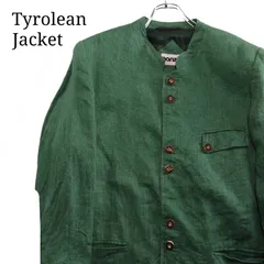【雰囲気抜群】チロリアンジャケット ノーカラー リネンジャケット グリーン