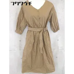 ◇ ◎ natural couture NICE CLAUP ウエストゴム 長袖 ロング ワンピース サイズF ブラウン レディース 【中古】 【1102100004687】