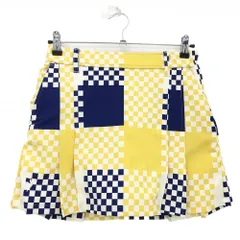 【超美品】ルコックゴルフ スカート イエロー×ネイビー ブロックチェック 内側インナーパンツ  レディース 7 ゴルフウェア le coq sportifのサムネイル