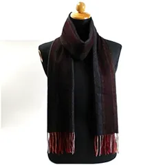 コムサメン カシミヤ マフラー 未使用 ワインレッド グレー ストライプ