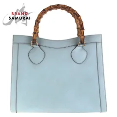 美品 GUCCI グッチ ヴィンテージ バンブー ダイアナ ライトブルー ゴールド金具 レザー 002 8260 トートバッグ ハンドバッグ 501527【中古】