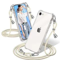 XIOYATY iPhone SE3 ケース 2022 第3/2世代 クリア iPhone8 ケース iPhone7 ケース クリア ショルダー アイフォンSE3/SE2/8/7 カバー 耐衝撃 スマホケース 透明 織りストラップ付き 肩がけ 首掛け 紐付 1